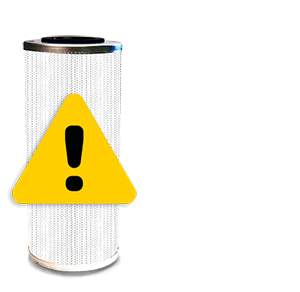 Filter element image with warning symbol