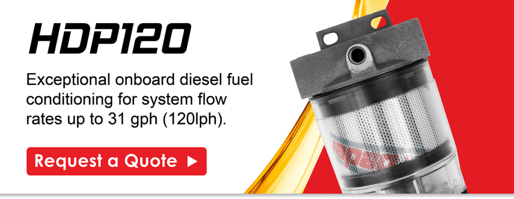 HDP120 Exceptional onboard diesel fuel filtration for system flow rates up to 31 gph